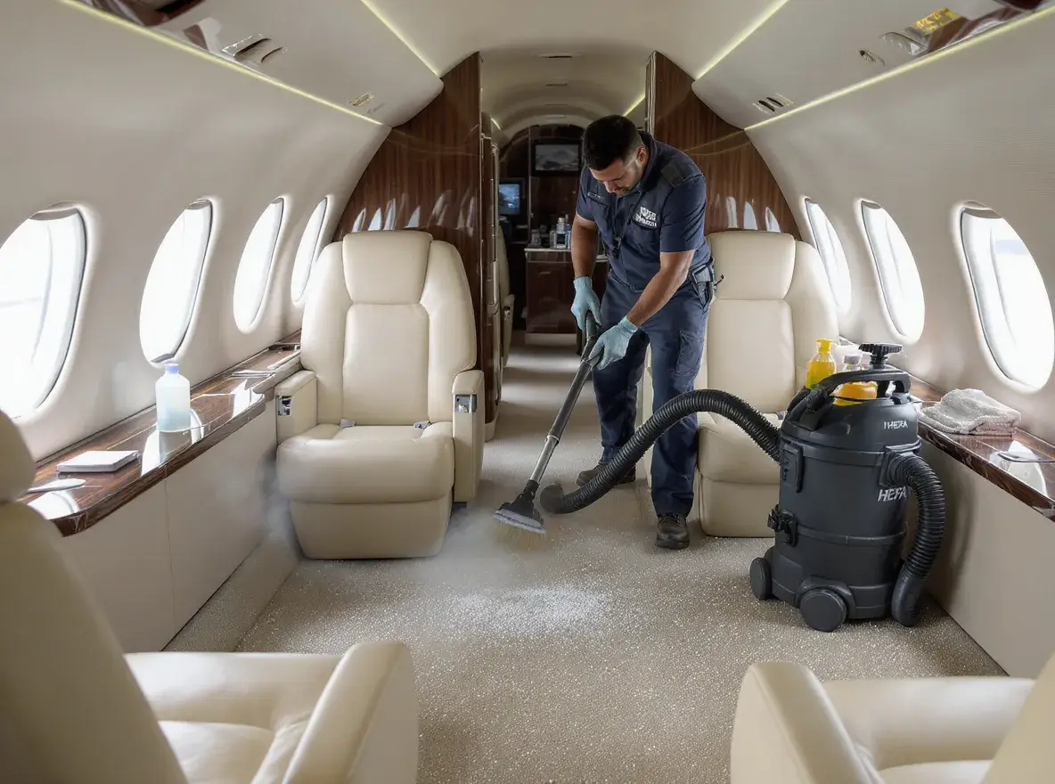 Aircraft carpet and upholstery dry cleaning